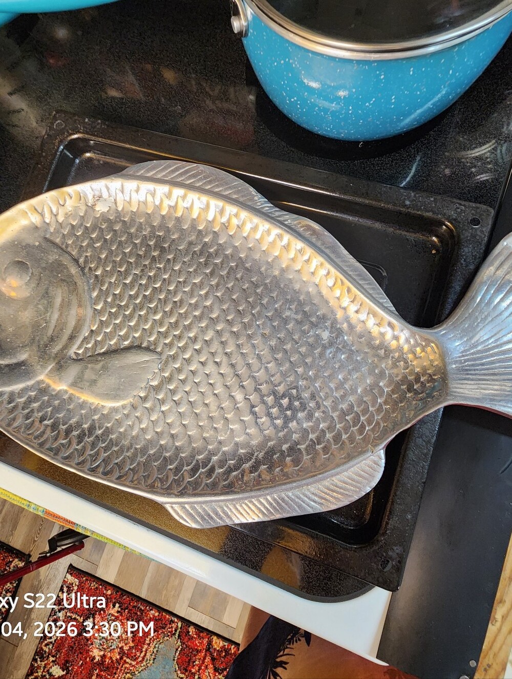 Polished Aluminum Large fish Serving Platter.